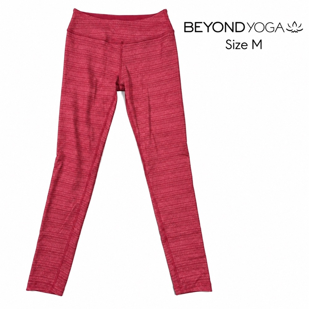 Beyond Yoga Spacedye Leggings Women M Red Heather Mid Rise 28" Made USA